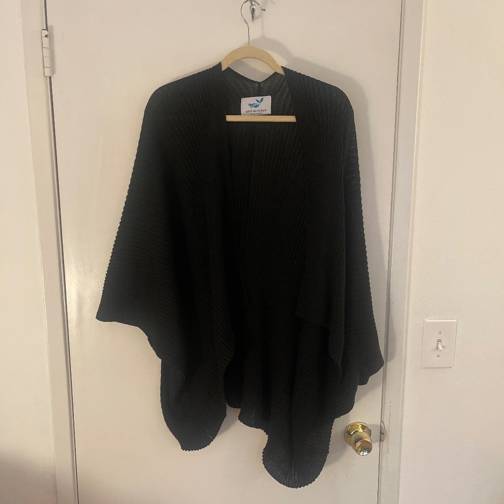 Save The Ocean Ribbed Poncho one size